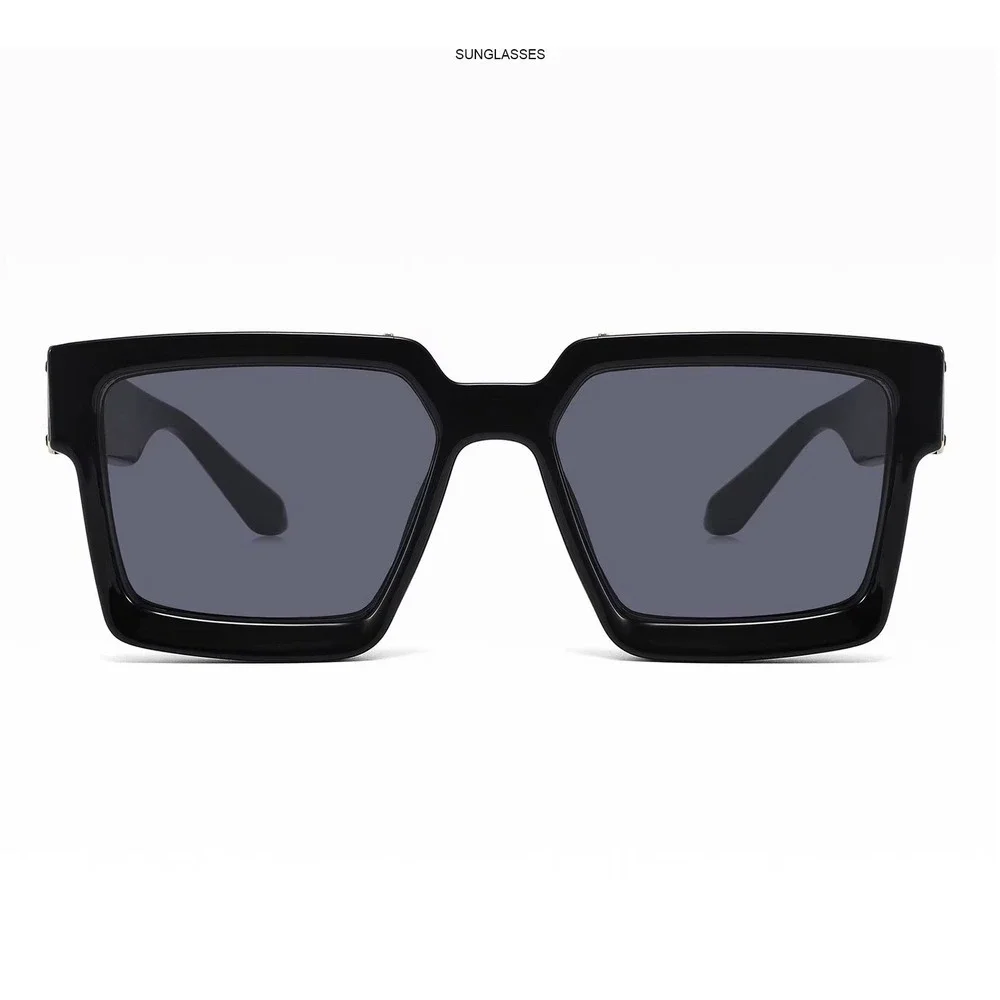 Mens Oversized Black Square Sunglasses Gold Accents Hip Hop Driving Eyewear 2026
